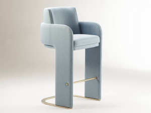 Тканевый барный стул с подлокотниками