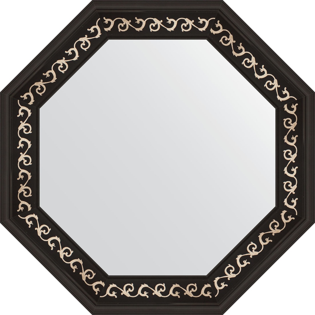 BY 3767 Зеркало в багетной раме - черный ардеко 81 mm EVOFORM Octagon