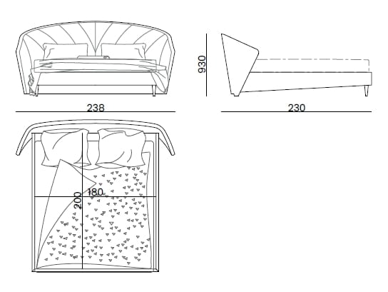 Двуспальная мягкая кровать из ткани Bizzotto Italia Atmosphera ARCH-00096157 - Вид №3