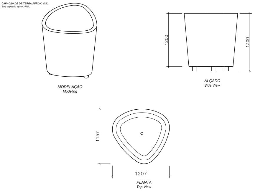 Высокая бетонная плантатор amop Dolma ARCH-00082451 - Вид №2