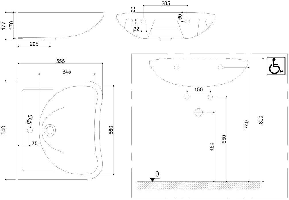 B40cms06 / b40cms07 Подвесная раковина настенная овальная Ponte Giulio Casual белая - Вид №3