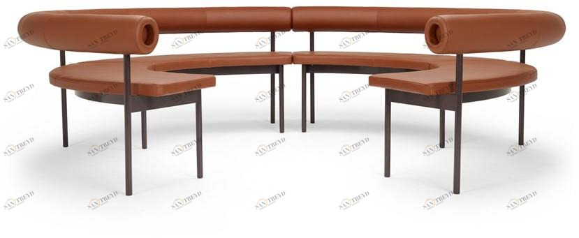 Offecct Изогнутый кожаный диван Font sun-id-1469394