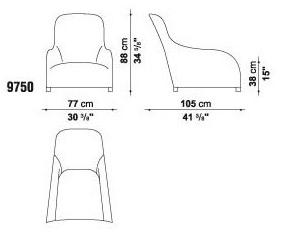 Maxalto Кресло Bergere из ткани с высокой спинкой и подставкой для ног Kalos sun-id-1463398 - Вид №5
