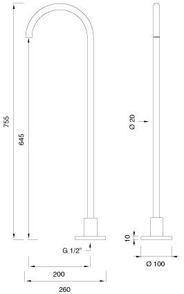 Ceadesign Напольный излив из нержавеющей стали для ванны Free ideas Fre 198 - Вид №1