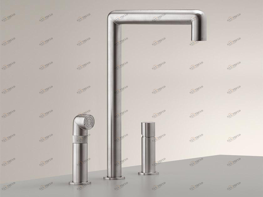 Ceadesign Смеситель для кухни на 3 отверстия из нержавеющей стали с вытяжным душем Cartesio Car 07