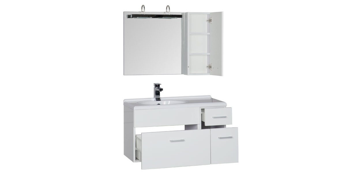 Комплект мебели Aquanet Данте 85 L белый (1 навесной шкафчик) 00164817 - Вид №2