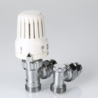 VT.045.NER.04 Комплект терморегулирующего оборудования для радиатора угловой с переходом на «евроконус» Valtec 1/2 x 3/4" («евроконус»)  - Вид №8