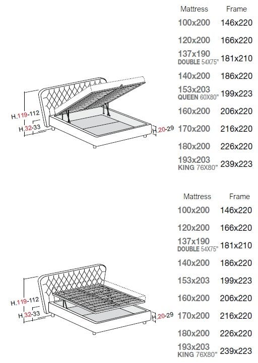 Двуспальная кровать для хранения с капитонным изголовьем Bolzan Selene ARCH-00041921 - Вид №7
