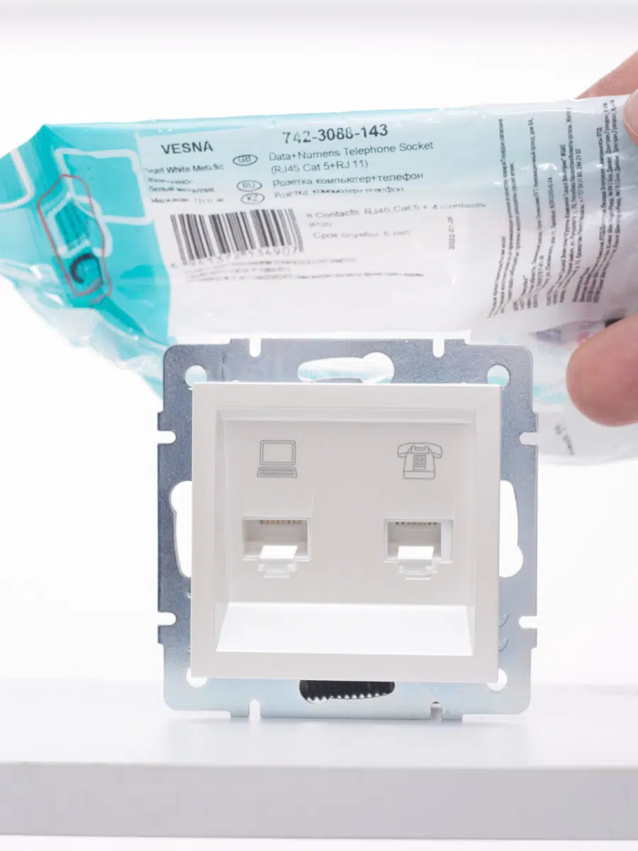 VESNA Розетка компьютер+телефон жемчужный LEZARD 742-3088-143 - Вид №10