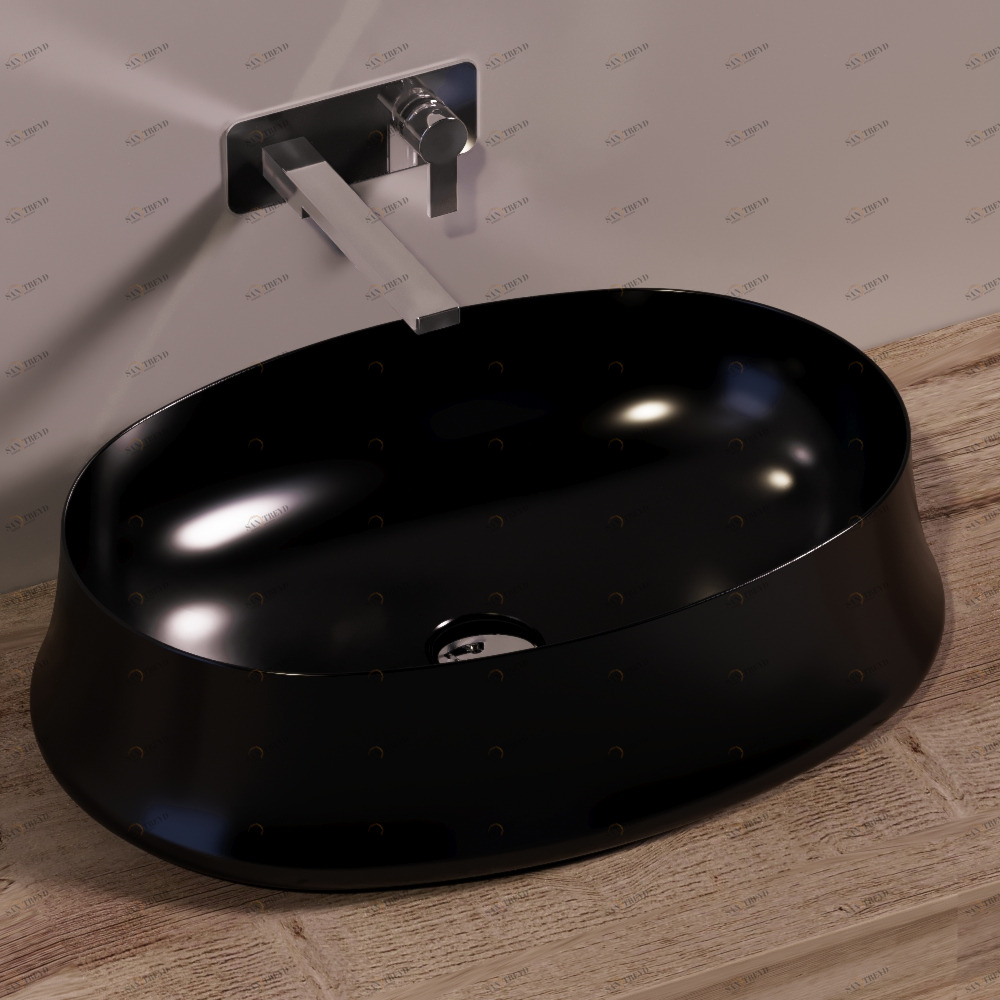SH04NERO Накладная раковина на столешницу  овальная Simas Sharp