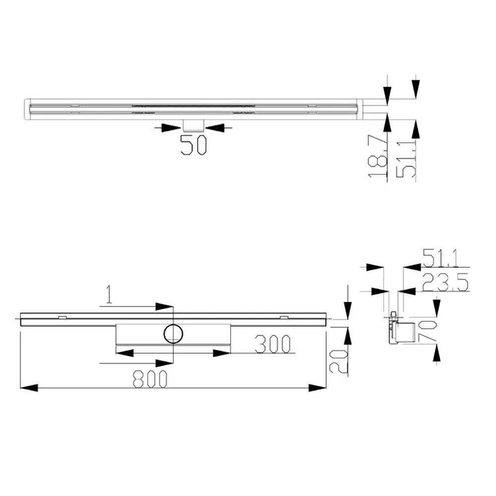 Душевой трап Vidage плоский 800х30 мм для современного интерьера 18554440 STLM-1581606 - Вид №3