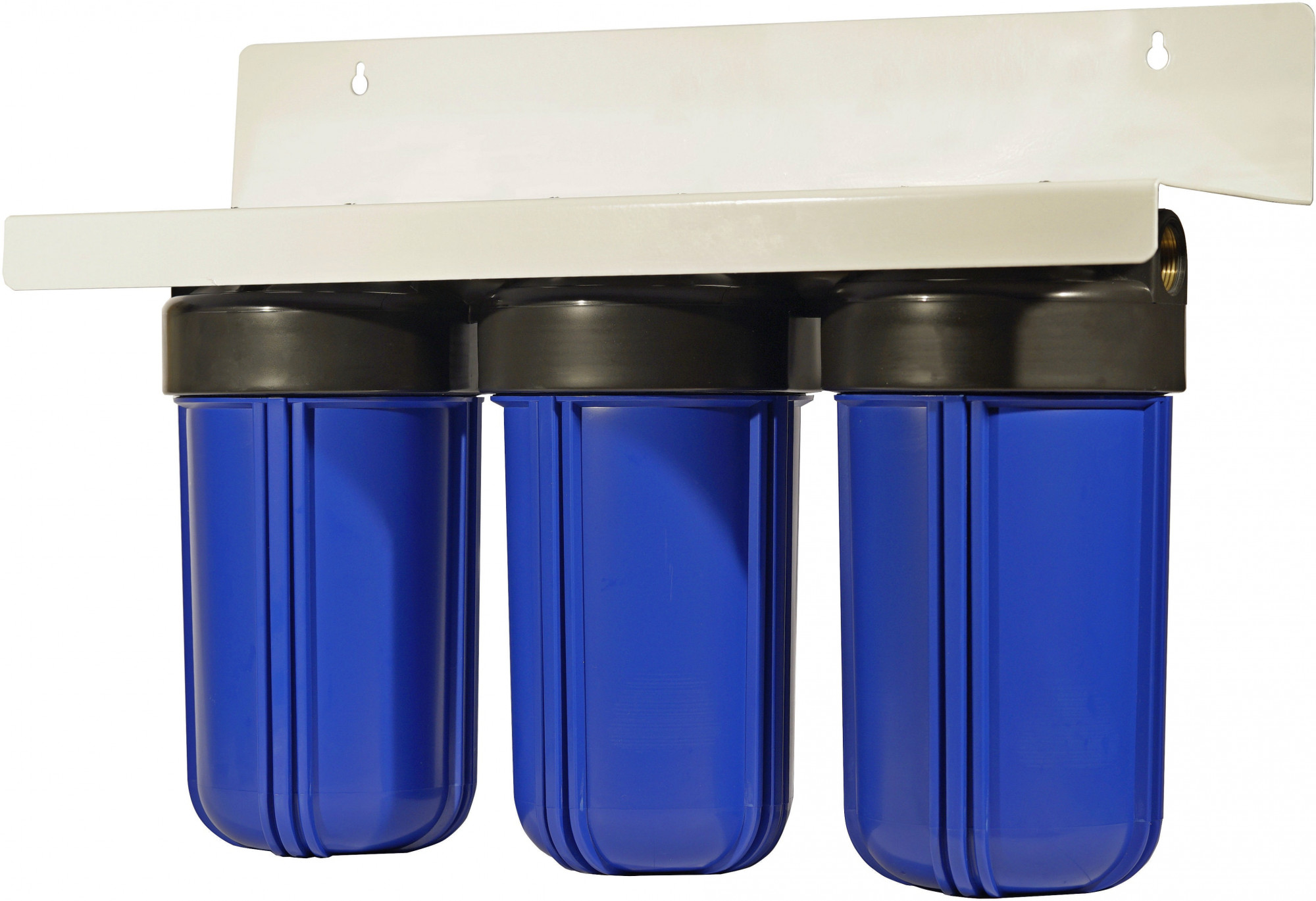 Три магистральных корпуса 10ВВ (синий) на скобе-резьба 1" для холодной воды АКВА ПРО, 457 Santreyd 