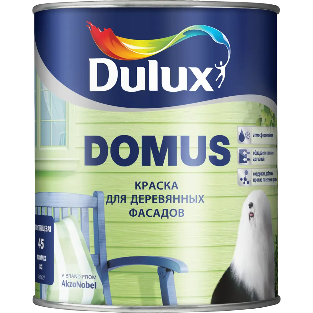 Краска для дерева акриловая Dulux Domus Aqua матовая цвет белый 1 л STLM-2024868