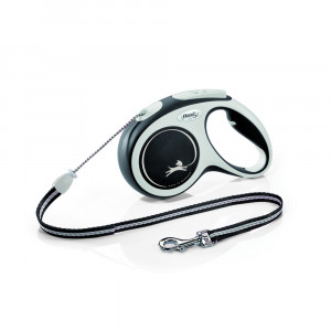 ПР0056751 Рулетка для собак New Line Comfort М до 20 кг, трос 5 м серый/черный Flexi
