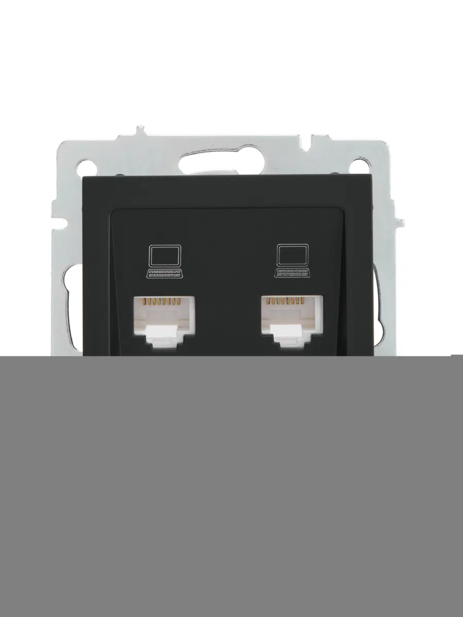 RAIN Розетка двойная компьютерная без рамки (механизм) без рамки черный LEZARD 703-4288-141