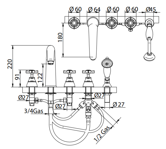 6169400018 Смеситель Bandini Old England Santreyd - Вид №1