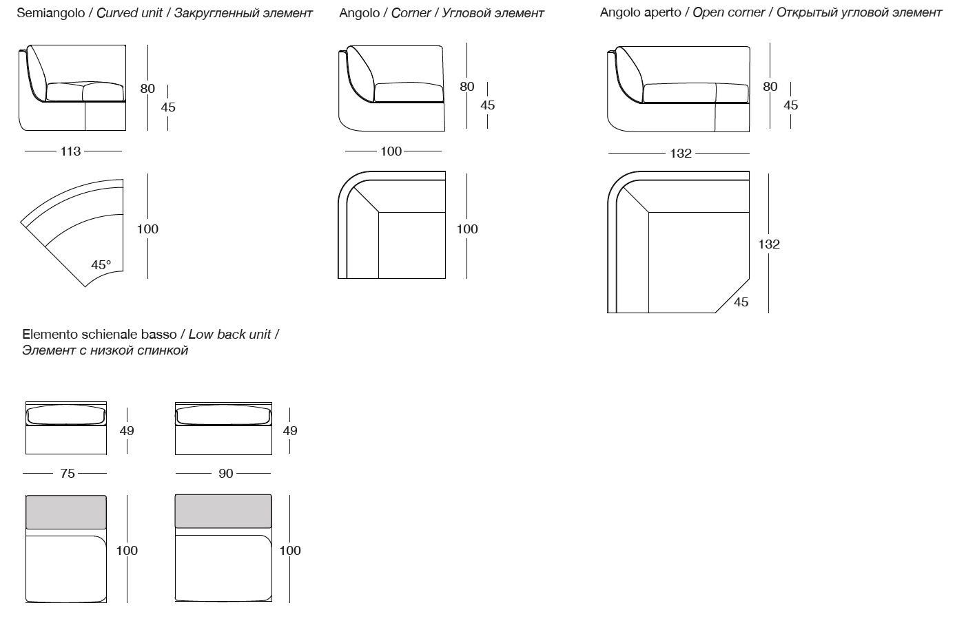 Кожаный и тканевый диван с шезлонгом Longhi Loveluxe 2021-Rhythm'21 collection ARCH-00102477 - Вид №6