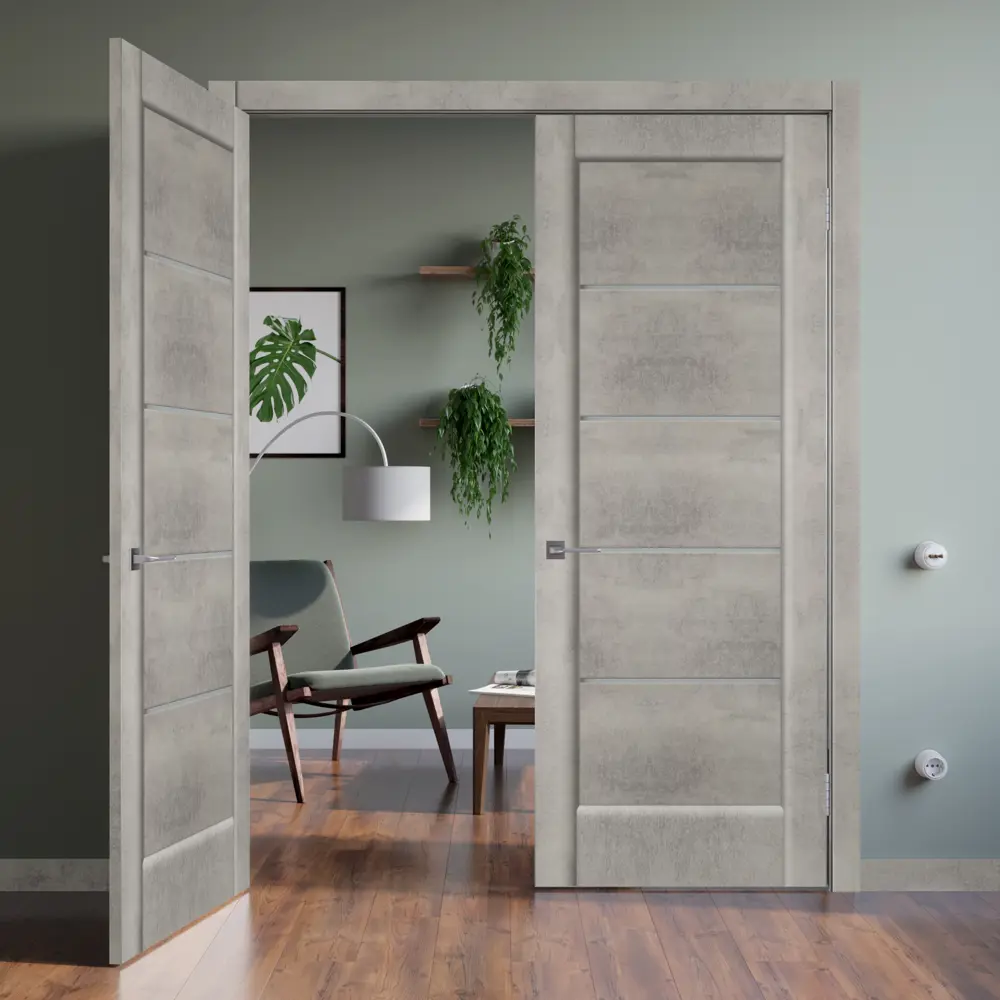 Дверь межкомнатная со стеклом Сохо 60x200 см ПВХ цвет лофт светлый с замком и с петлями 82249958 STLM-2042686 VELLDORIS  - Вид №9