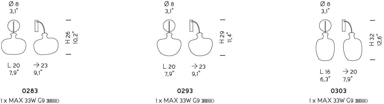 Sylcom Настенный светильник из дутого стекла Aphros 0283/0293/0303 - Вид №2
