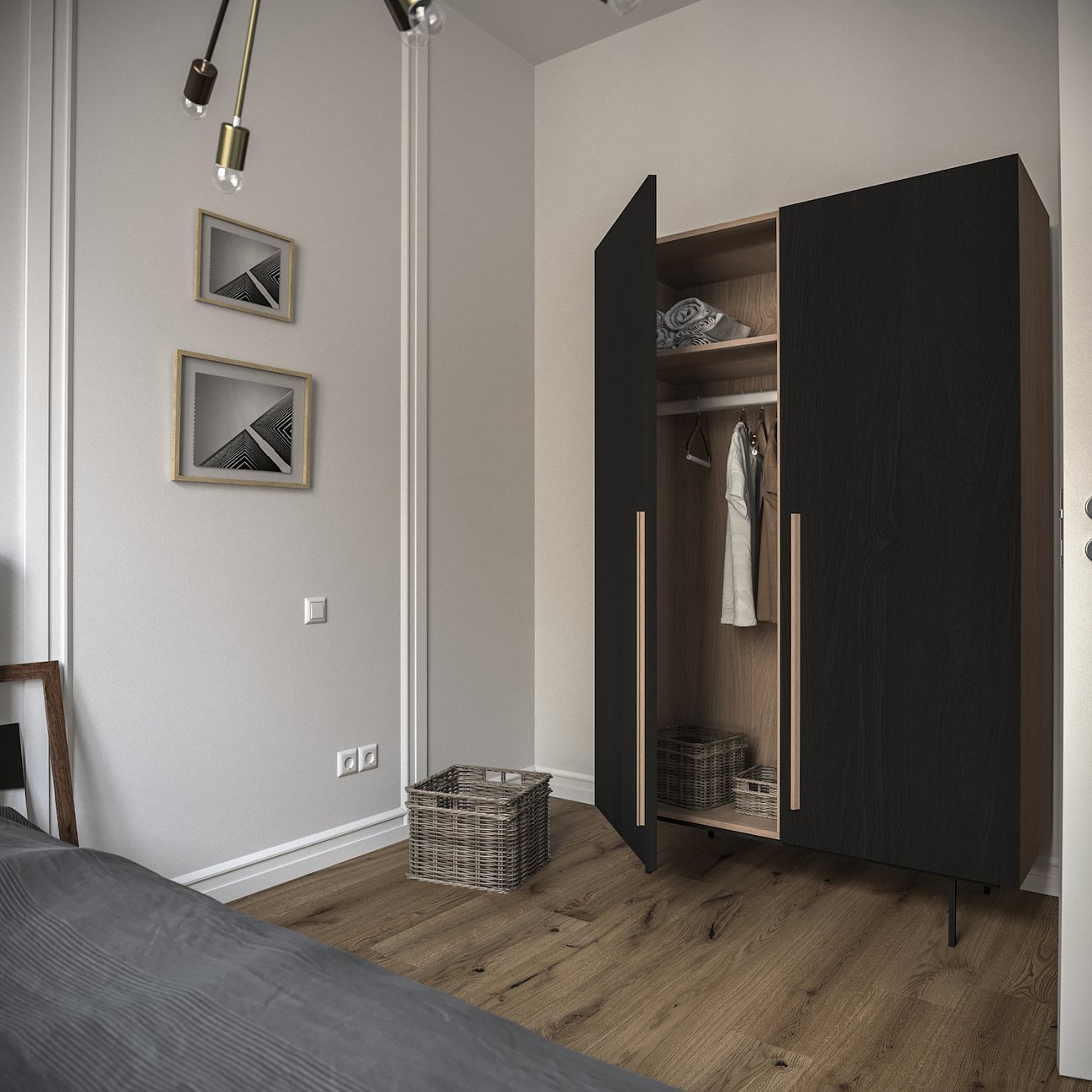 Шкаф распашной двухдверный черный Tube BRAGIN DESIGN  256528 Черный  - Вид №3