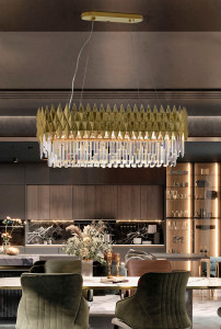 Подвесной светильник из нержавеющей стали с кристаллами