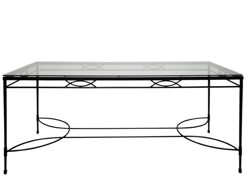 Прямоугольный обеденный стол из нержавеющей стали и стекла JANUS et Cie ARCH-00080607 - Вид №1