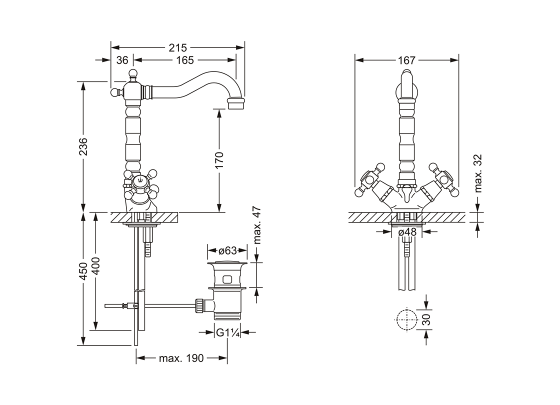Смеситель для раковины на одно отверстие ½" JOERGER Delphi 109.10.300.000 - Вид №1