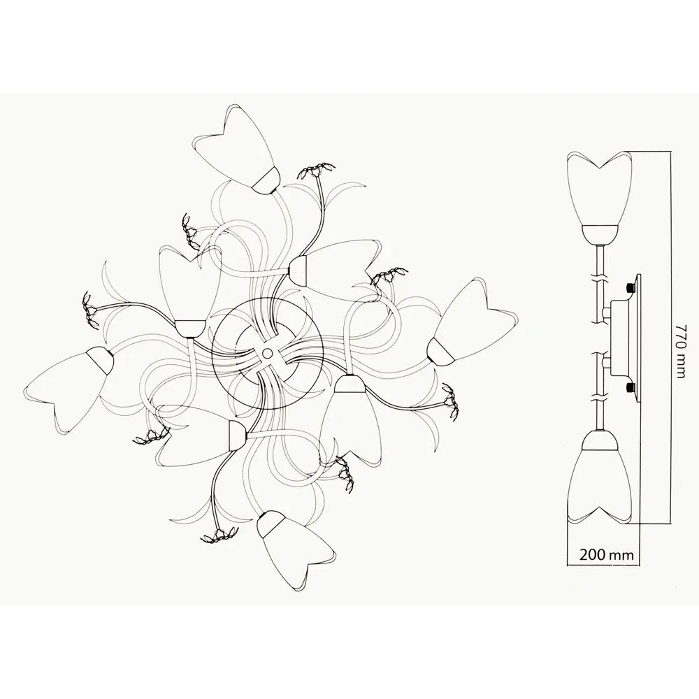Люстра Аида 8xE14x60 Вт, металл/стекло, цвет чёрный/белый MW-Light STLM-2211276 - Вид №8