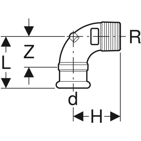 63893 Переходной угольник Geberit Mapress из меди 90°, с наружной резьбой Geberit  - Вид №2