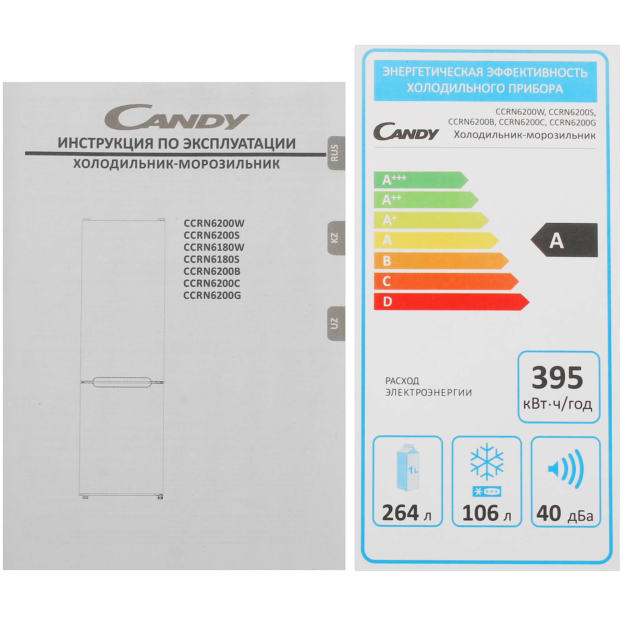 9078418 Холодильник с морозильником   Candy CCRN6200G золотистый STDN-0056124 - Вид №11