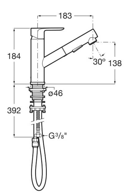 Кухонный смеситель со съемным ручным душем Roca Cala ARCH-00096452 - Вид №1
