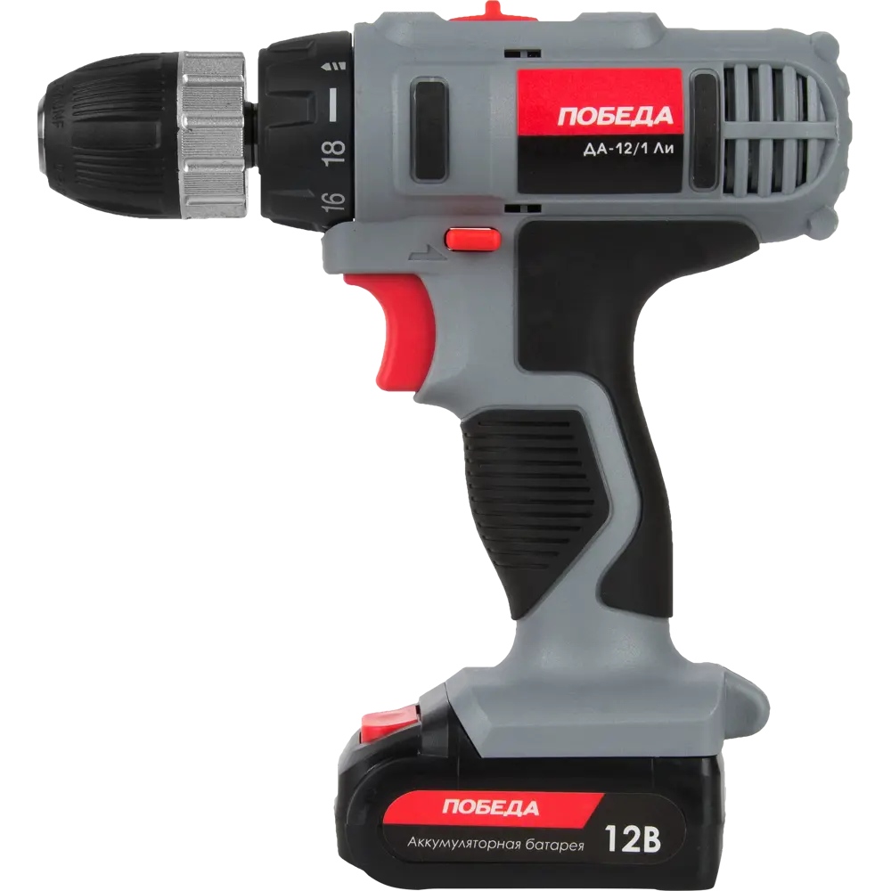 Дрель-шуруповерт аккумуляторная Победа ДА-12/1ЛИ, 12В Li-ion 1.5 Ач STLM-2018461 - Вид №1