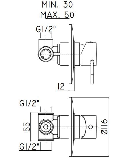 Встраиваемый смеситель для душа с одним отверстием RUBINETTERIA PAFFONI Joker ARCH-00015218 - Вид №1