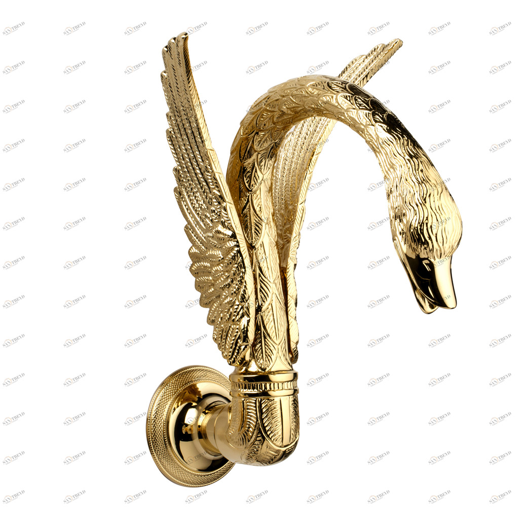 C46-3WS1 C46-3WS1 Излив на ванну настенный Пылающий лебедь Cristal & Bronze CYGNE FLAMANT 