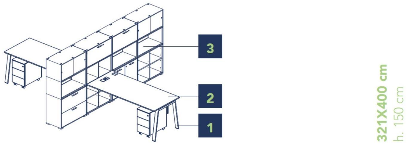 Bralco Рабочее место из меламина с разделительными панелями со встроенной полкой Take off sun-id-1432120 - Вид №2