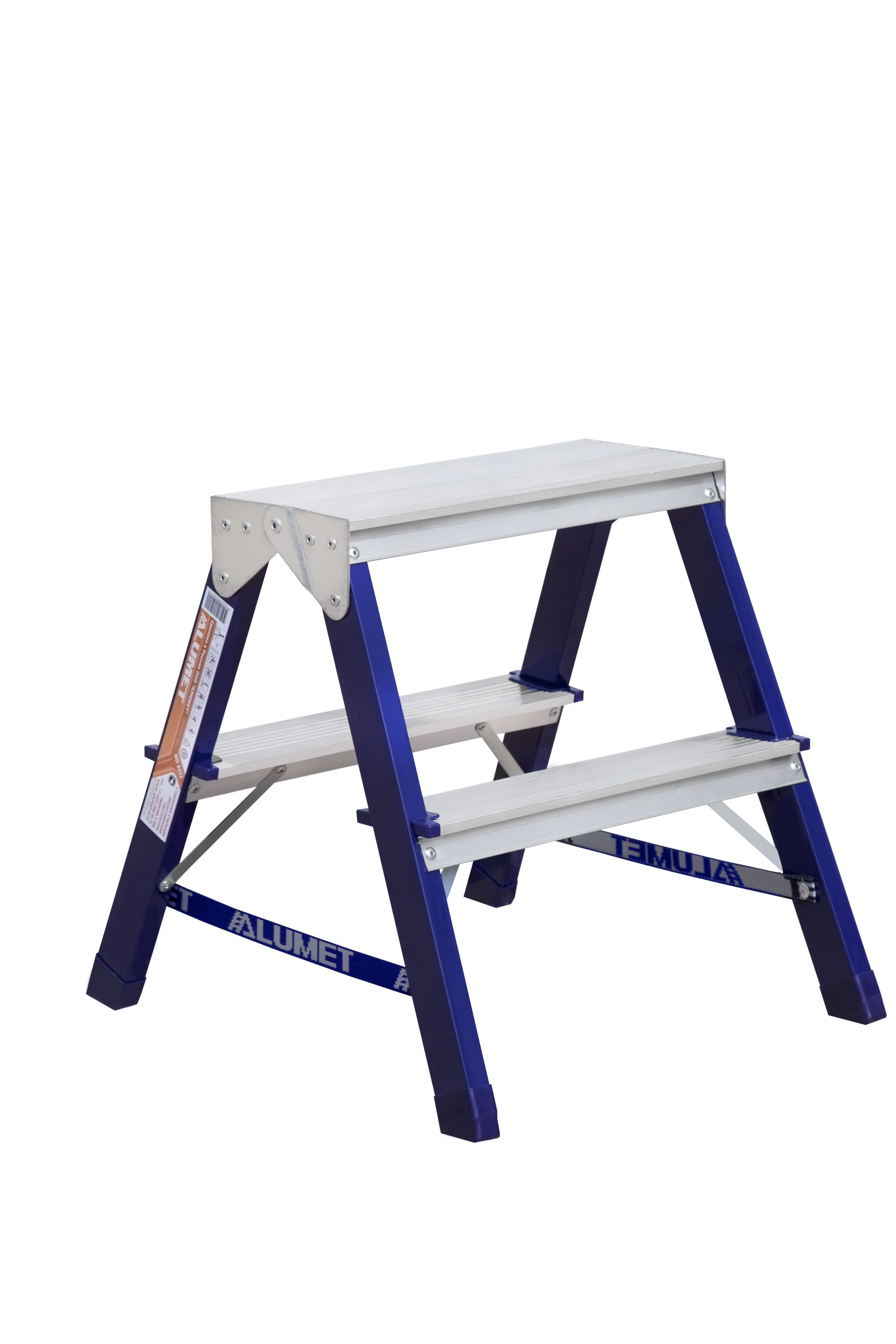 Стремянка стальная двухсторонняя с алюминиевыми ступенями MD 8202 ALUMET 