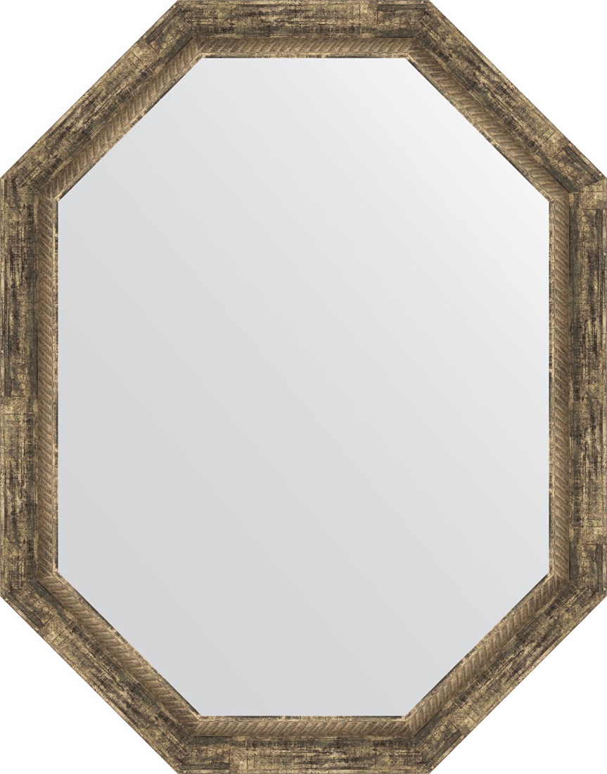 BY 7124 Зеркало в багетной раме - старое дерево с плетением 70 mm EVOFORM Octagon