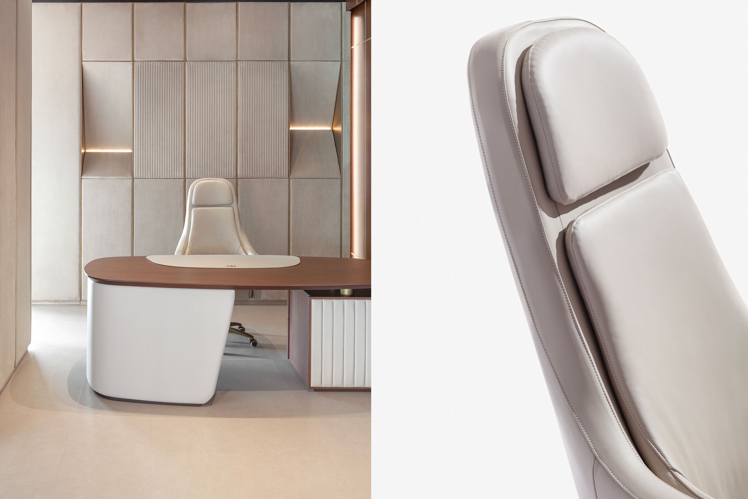 Кожаное офисное кресло руководителя с 5 спицами подголовник Carpanese Home Identity ARCH-00150262 - Вид №1