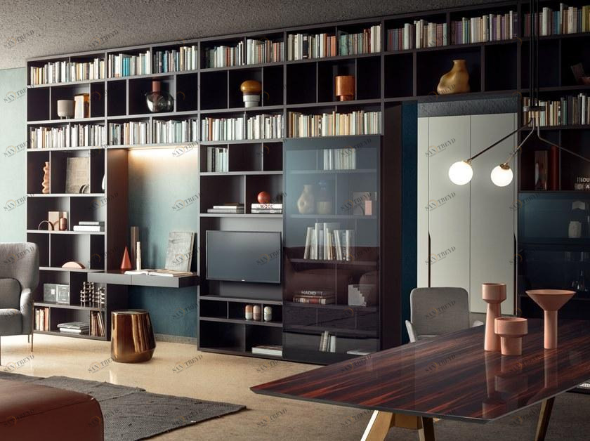 PIANCA Модульный деревянный книжный шкаф с письменным столом Spazioteca sun-id-1405054