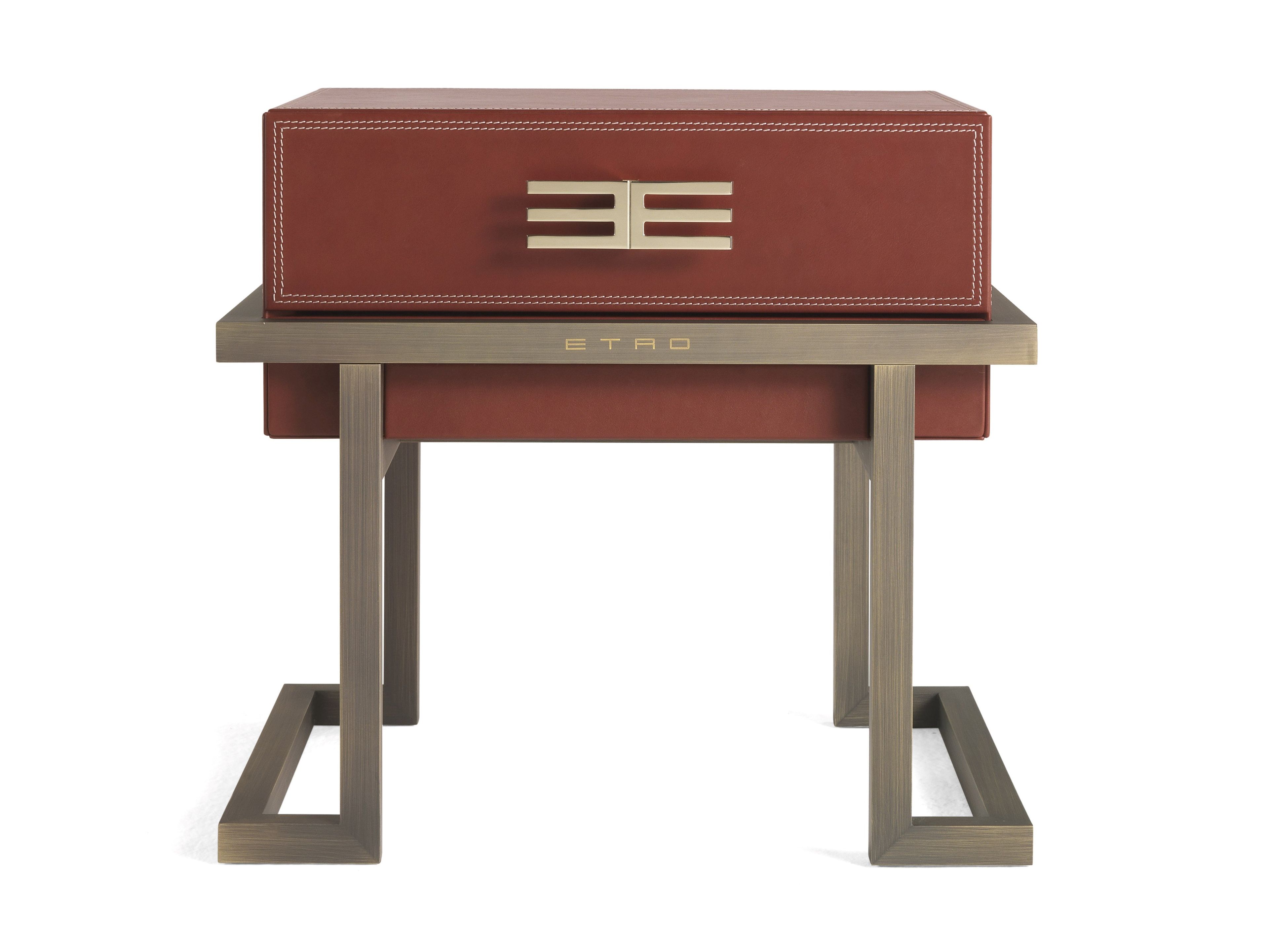 Прямоугольная прикроватная тумбочка из металла и кожи ETRO Home Interiors Калькутта ARCH-00048976