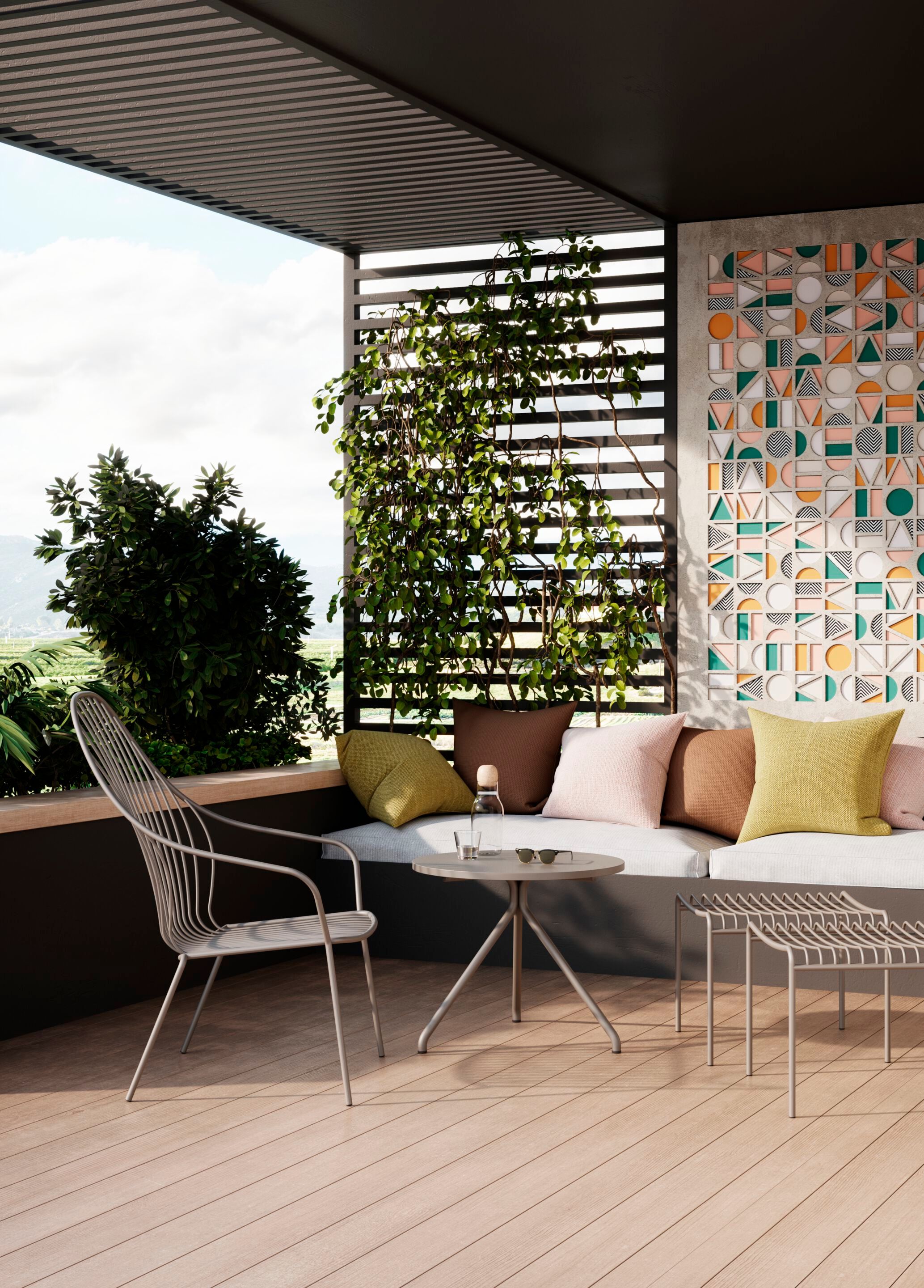 Металлический штабелируемый садовый стул с подлокотниками GABER Amitha ARCH-00027268 - Вид №6