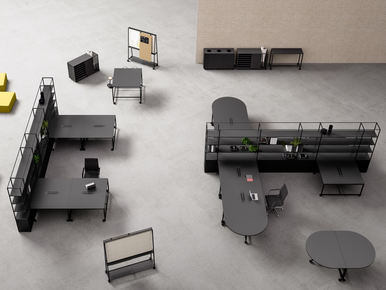 Модульный рабочий стол со встроенной полкой FANTONI ателье ARCH-00044823 - Вид №1