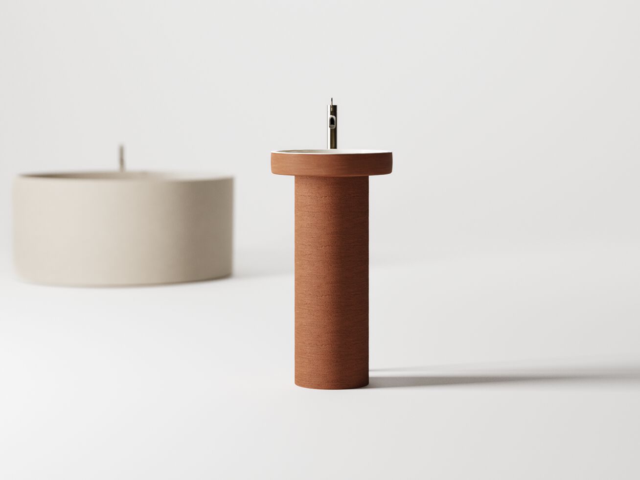 Круглый отдельно стоящий умывальник из глины Agape CENOTE A COLONNA ARCH-00148517 - Вид №1