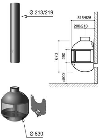 Focus creation Настенный стальной камин с панорамным остеклением Edofocus sun-id-1471999 - Вид №1