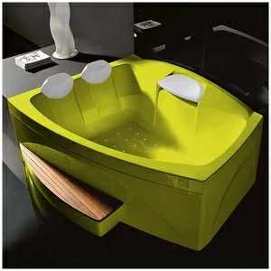 Ванна GRUPPO TREESSE Matrix Slim V763C-Z большая с подголовником глубокая с аэромассажем жёлтая