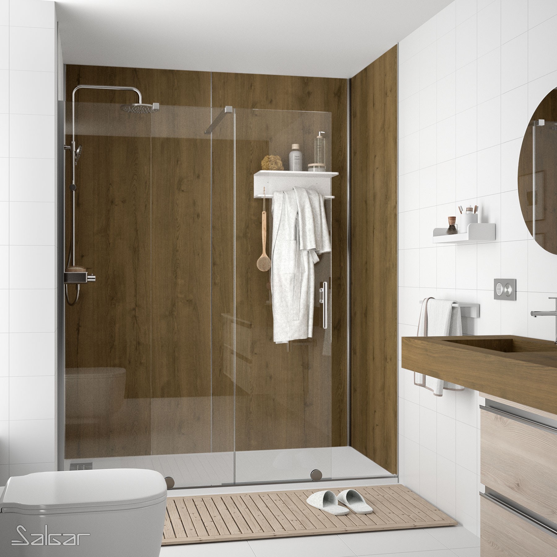 88088 SALGAR Душевая панель ATLAS дуб гавана 800 x 2550 x 4 мм