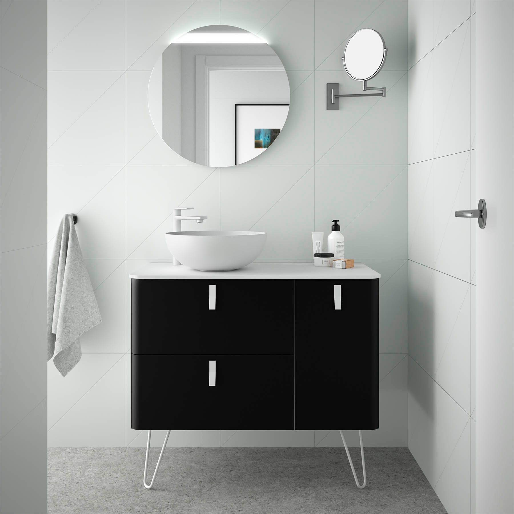 24633 SALGAR Мебель для умывальника UNIIQ 1200 правая MATT BLACK Мягкий черный 