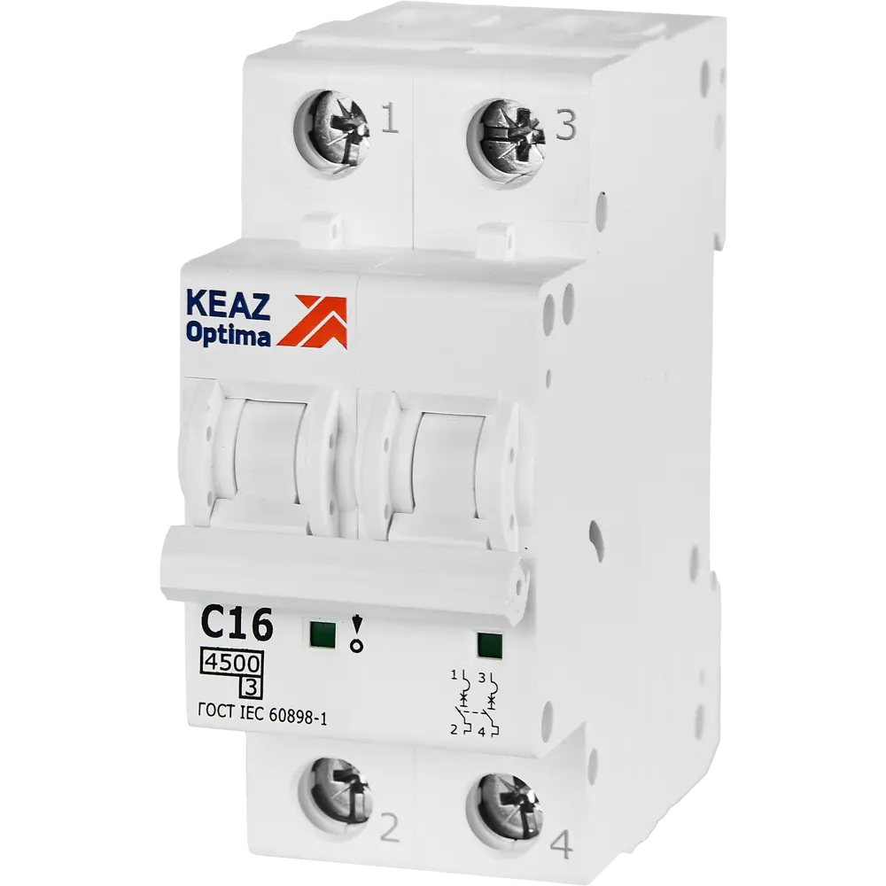 Автоматический выключатель КЭАЗ Opti Din BM63 2P 16A для надежной защиты электросетей 89206659 STLM-1115499