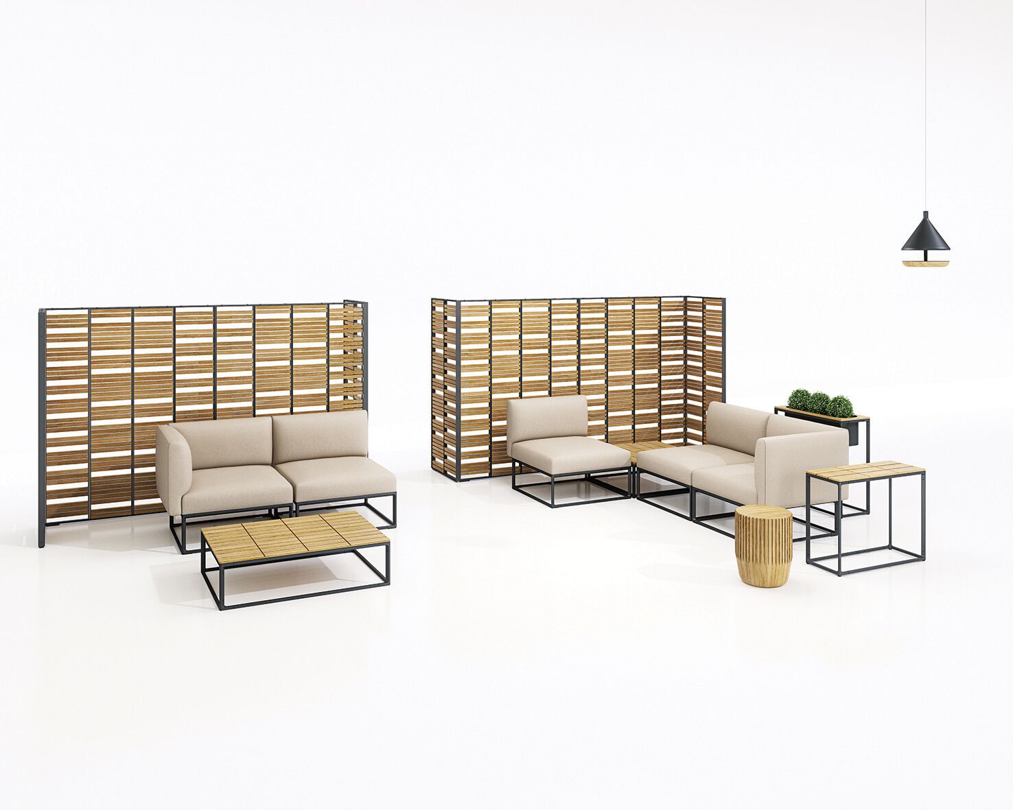 Алюминиевый и деревянный низкий квадратный садовый стол Gloster Maya ARCH-00001547 - Вид №2