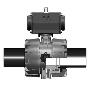 SANIT 72111006090063 2/2-ходовой шаровой кран ВКД, PP, D 20 - D 110, PE LS-заглушек Д.А.